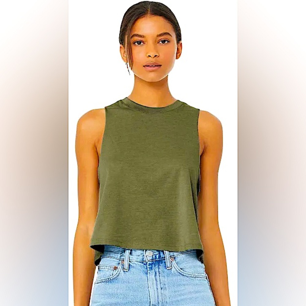 new • bella + canvas racerback cropped tank top